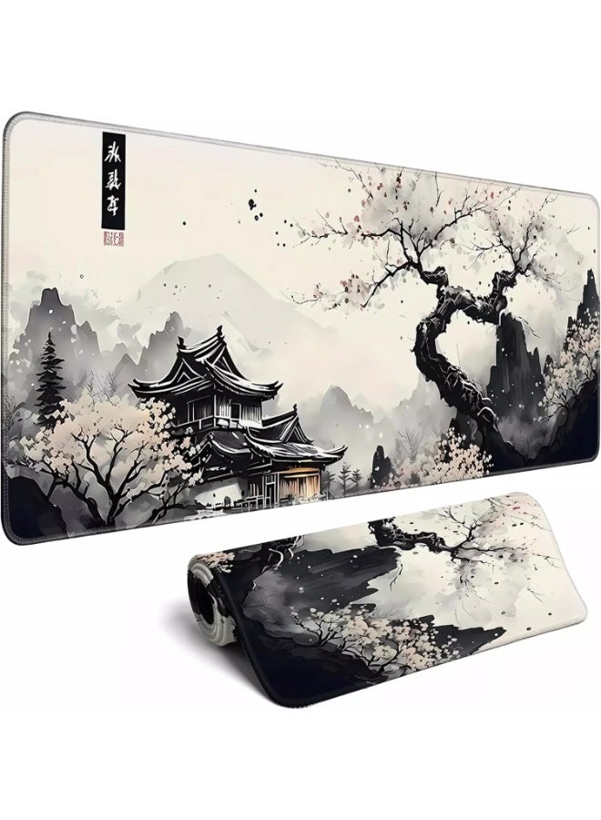 وسادة ماوس للألعاب بتصميم زهر الكرز، مناسبة للوحة المفاتيح والماوس، بقاعدة مطاطية مانعة للانزلاق - مقاس 80 × 30 سم - Image 1